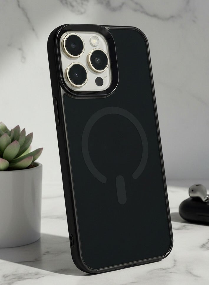 جراب لموبايل ايفون 16 Pro Maxماج سيف  يدعم الشحن اللاسلكي المغناطيسي، حماية ضد الصدمات، مقاوم للخدش لموبايل iPhone  16 Pro Max - أسود - Image 1